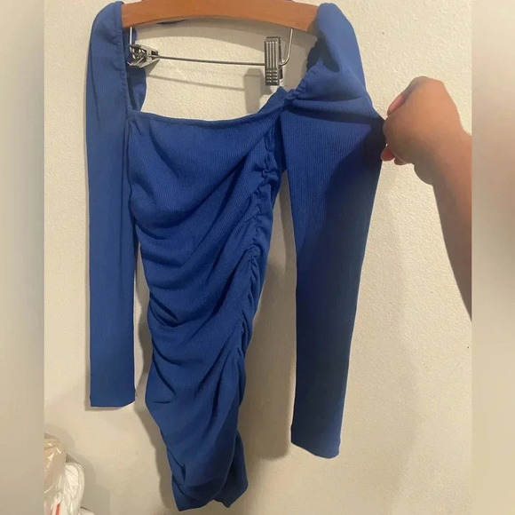 Princess Polly Women's Portia Mini Dress Royal Blue Size 2 Ruched Long Sleeve - Picture 5 of 6